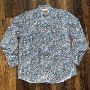 RAFTER C Mens Blue Paisley Pearlsnap